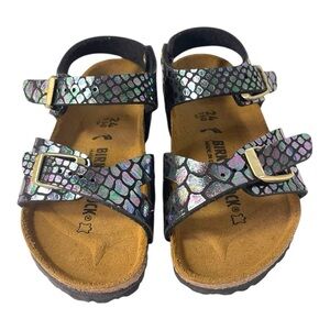 Birkenstock Rio Kids Sandals EU 24 US 6 Shiny Snake Black Multicolor Toddler